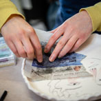 Rebecca Brown working in her studio 2019